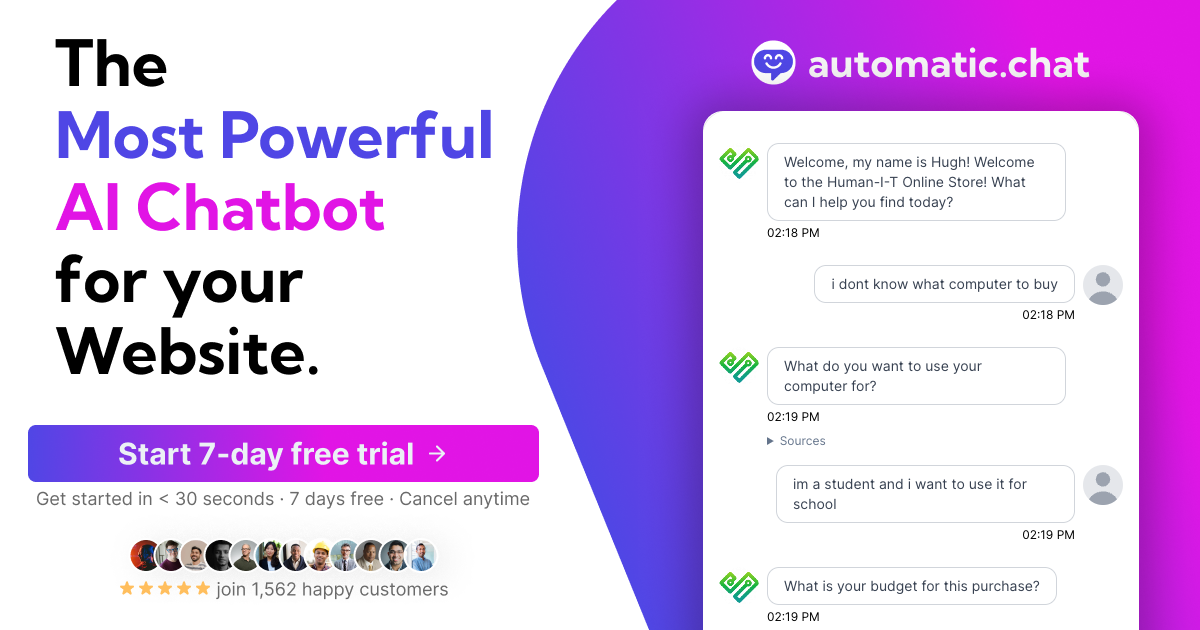 Automatic Chat | The Most Powerful AI Chatbot for your Website